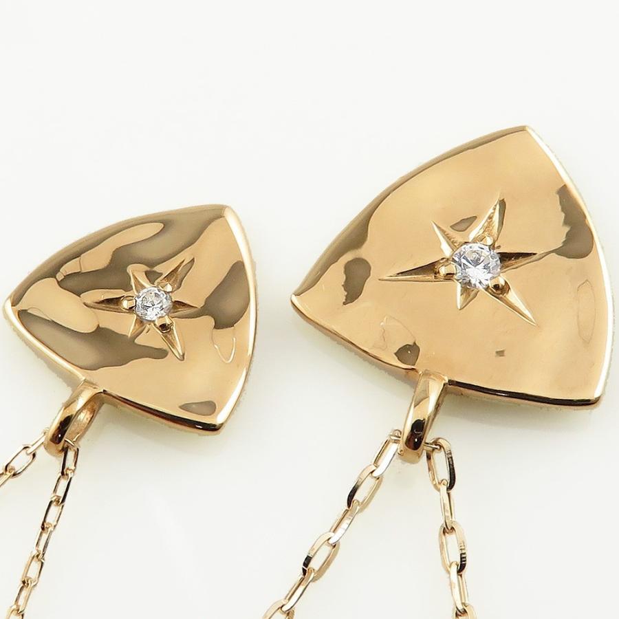 ペアネックレス 10金 一粒 ダイヤモンド ピック 三角形 K10 ゴールド ダイヤネックレス ペンダント 2個セット シンプル 大人 カップル 注文製作 受注 爆買の画像