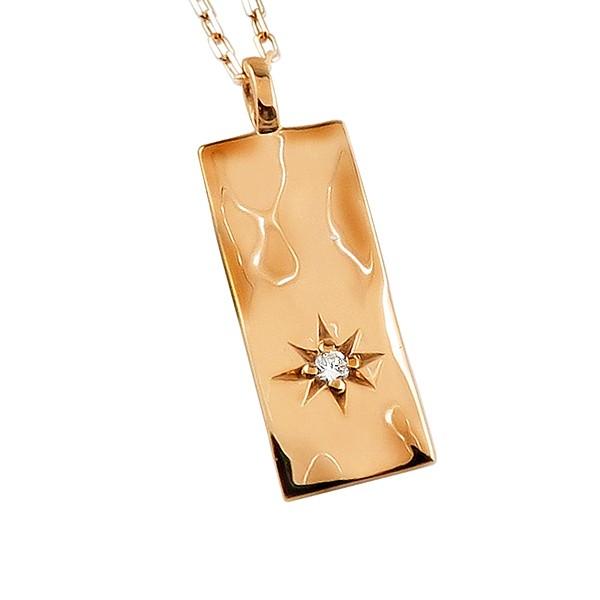 ネックレス レディース ゴールド 長方形 モチーフ 一粒ダイヤモンド 18金 K18 ペンダント アズキチェーン 40cm 天然ダイヤ 注文製作 プレゼント ギフト 受注