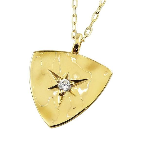 メンズネックレス ピック形 モチーフ 18金 K18 一粒 ダイヤモンド ペンダント アズキチェーン 50cm バレンタインデー プレゼント ギフト 人気海外一番