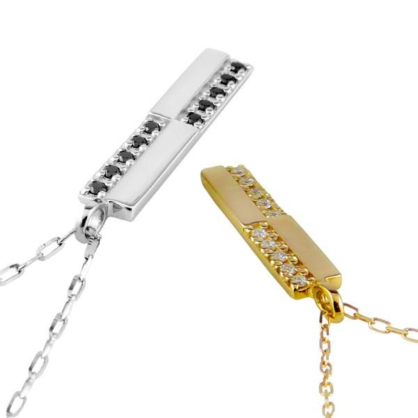 ペアネックレス ゴールド 10金 クロスデザイン 10石 ダイヤモンド ブラックダイヤ K10 ペンダント 2個セット シンプル 大人 カップル 注文製作 受注 爆買の画像