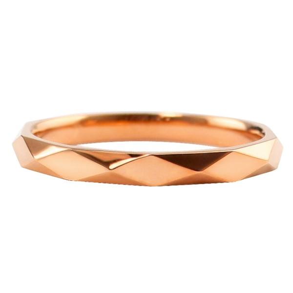 ひし形カット リング 2mm幅 18金 指輪 レディース K18 シンプル 単品 ミラーカット 地金 リング 大人 結婚指輪 ペアリング 文字入れ 刻印 可能 日本製 受注 爆買の画像