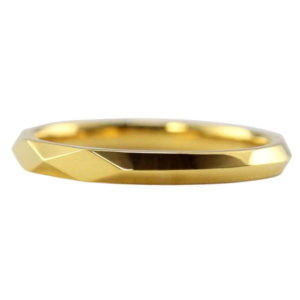 ひし形カット リング 2mm幅 18金 指輪 レディース K18 シンプル 単品 ミラーカット 地金 リング 大人 結婚指輪 ペアリング 文字入れ 刻印 可能 日本製 受注 爆買の画像