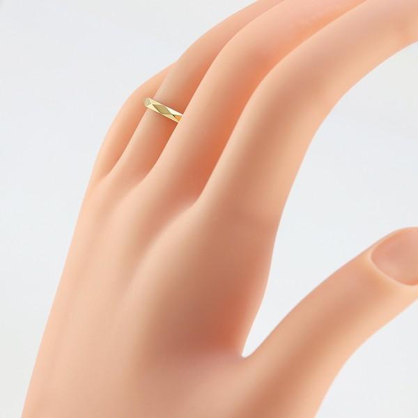ひし形カット リング 2mm幅 10金 指輪 レディース K10 シンプル 単品 ミラーカット 地金 リング 大人 結婚指輪 ペアリング 文字入れ 刻印 可能 日本製 受注 爆買の画像