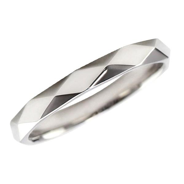 ひし形カット リング 2.5mm幅 18金 指輪 レディース K18 シンプル 単品 ミラーカット 地金 リング 大人 結婚指輪 ペアリング 文字入れ 刻印 可能 受注 爆買の画像