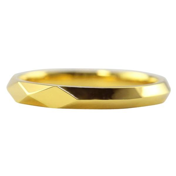 ひし形カット リング 2.5mm幅 18金 指輪 レディース K18 シンプル 単品 ミラーカット 地金 リング 大人 結婚指輪 ペアリング 文字入れ 刻印 可能 受注 爆買の画像