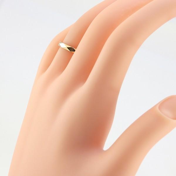 ひし形カット リング 2.5mm幅 18金 指輪 レディース K18 シンプル 単品 ミラーカット 地金 リング 大人 結婚指輪 ペアリング 文字入れ 刻印 可能 受注 爆買の画像