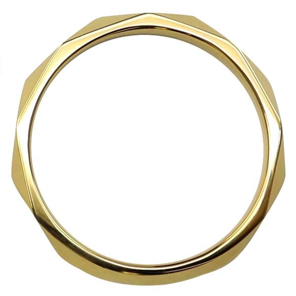 ひし形カット リング 3mm幅 18金 指輪 レディース K18 シンプル 単品 ミラーカット 地金 リング 大人 結婚指輪 ペアリング 文字入れ 刻印 可能 日本製 受注 爆買の画像