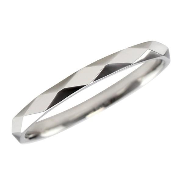 ひし形カット リング 2mm幅 18金 指輪 メンズ K18 シンプル 単品 ミラーカット 地金 リング 大人 結婚指輪 ペアリング 文字入れ 刻印 可能 日本製 受注 爆買の画像