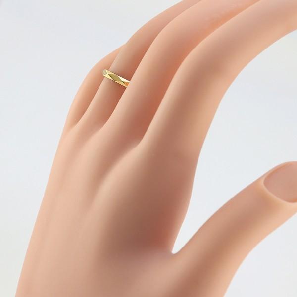 ひし形カット リング 2mm幅 18金 指輪 メンズ K18 シンプル 単品 ミラーカット 地金 リング 大人 結婚指輪 ペアリング 文字入れ 刻印 可能 日本製 受注 爆買の画像