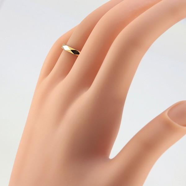 ひし形カット リング 2.5mm幅 18金 指輪 メンズ K18 シンプル 単品 ミラーカット 地金 リング 大人 結婚指輪 ペアリング 文字入れ 刻印 可能 日本製 受注 爆買の画像