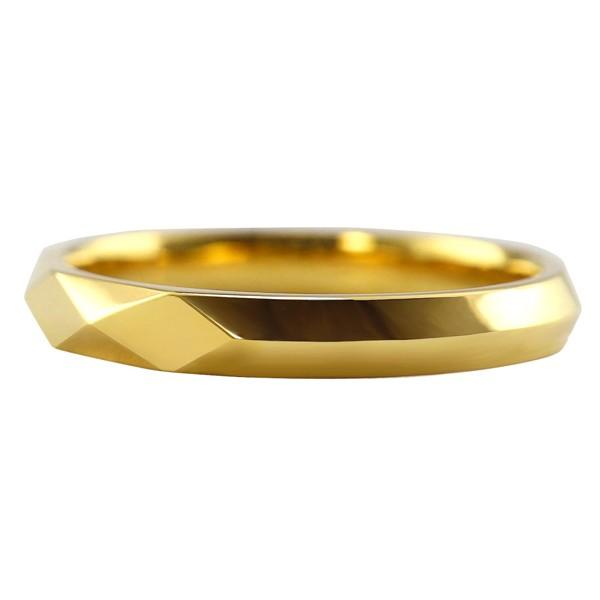 ひし形カット リング 3mm幅 18金 指輪 メンズ K18 シンプル 単品 ミラーカット 地金 リング 大人 結婚指輪 ペアリング 文字入れ 刻印 可能 日本製 受注 爆買の画像