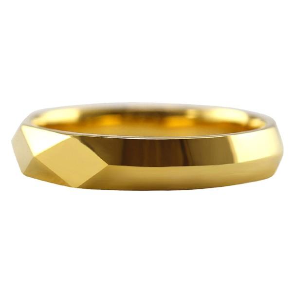 ひし形カット リング 4mm幅 10金 指輪 メンズ K10 シンプル 単品 ミラーカット 地金 リング 大人 結婚指輪 ペアリング 文字入れ 刻印 可能 日本製 受注 爆買の画像