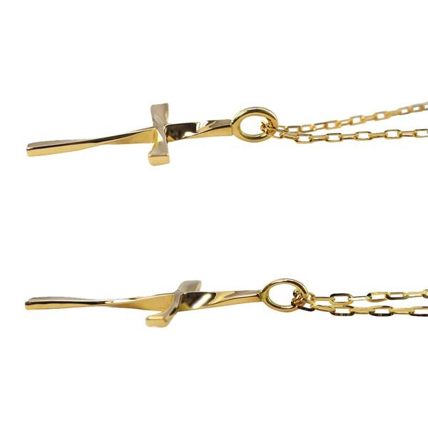 ペアネックレス 10金 クロス K10 ひねり ツイスト ペンダント 2個セット ゴールド シンプル 大人 安い カップル 注文製作 プレゼント ギフト 受注 爆買の画像