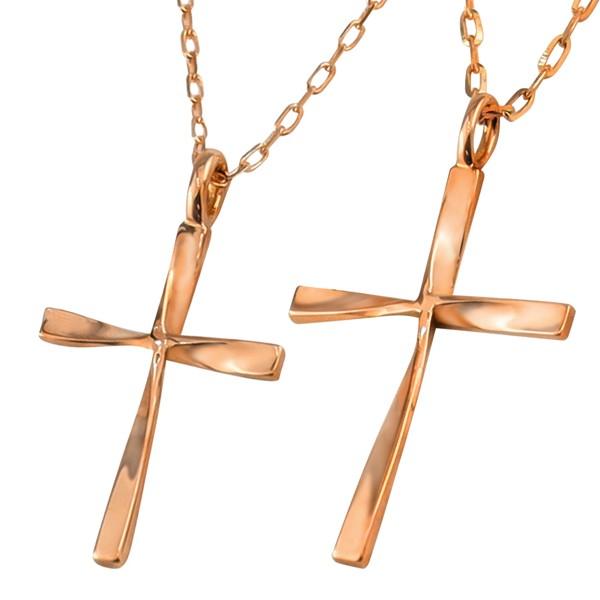 ペアネックレス 10金 クロス K10 ひねり ツイスト ペンダント 2個セット ゴールド シンプル 大人 安い カップル 注文製作 プレゼント ギフト 受注 爆買の画像