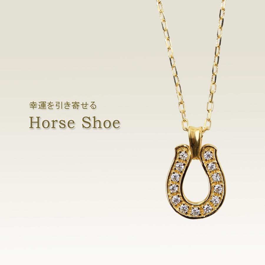 馬蹄 ネックレス ゴールド ホースシュー ダイヤモンド 10金 K10 ペンダント アズキチェーン 40cm ダイヤネックレス 注文製作 プレゼント ギフト 受注 爆買の画像