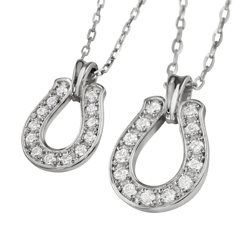ペアネックレス 10金 馬蹄 ホースシュー K10 ダイヤモンド ペンダント 2個セット ゴールド シンプル 大人 安い カップル 注文製作 プレゼント ギフト 受注 爆買の画像