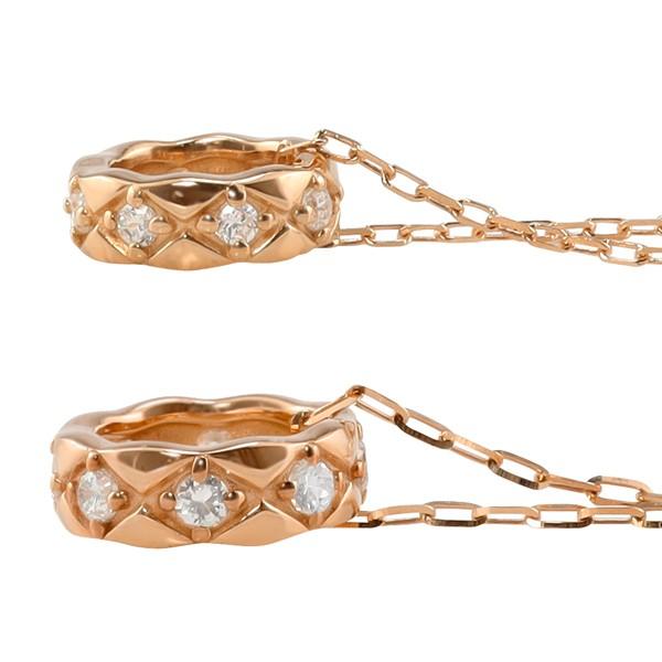 ペアネックレス 10金 キルティング サークル ダイヤモンド ペンダント ゴールド 大人 安い カップル  K10 2個セット シンプル 注文製作 xmas 受注 爆買の画像