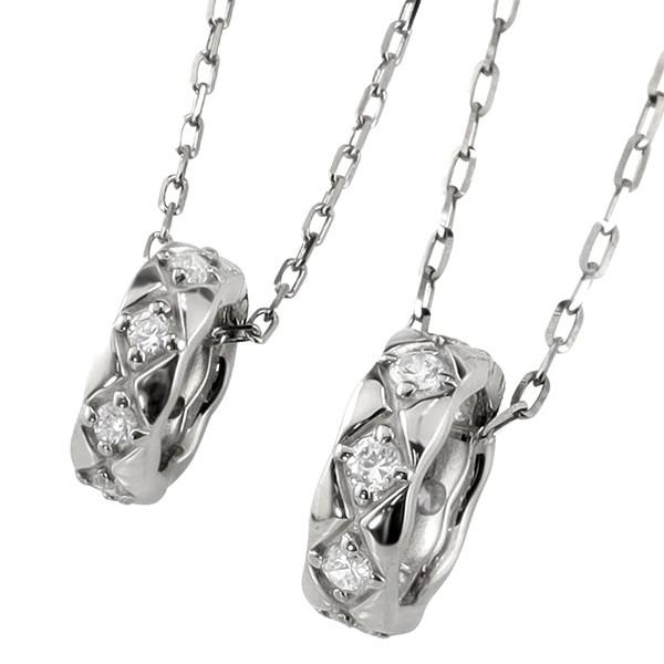 ペアネックレス 10金 キルティング サークル ダイヤモンド ペンダント ゴールド 大人 安い カップル  K10 2個セット シンプル 注文製作 xmas 受注 爆買の画像