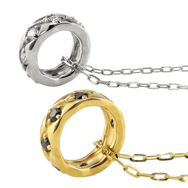 ペアネックレス サークル ダイヤモンド ブラックダイヤモンド 2個セット 10金 丸 ペンダント ゴールド K10 シンプル 大人 カップル 注文製作 受注 爆買の画像