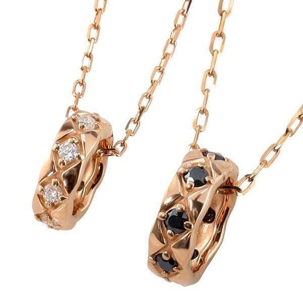 ペアネックレス サークル ダイヤモンド ブラックダイヤモンド 2個セット 10金 丸 ペンダント ゴールド K10 シンプル 大人 カップル 注文製作 受注 爆買の画像