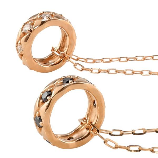 ペアネックレス サークル ダイヤモンド ブラックダイヤモンド 2個セット 10金 丸 ペンダント ゴールド K10 シンプル 大人 カップル 注文製作 受注 爆買の画像