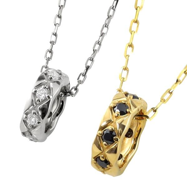 ペアネックレス サークル ダイヤモンド ブラックダイヤモンド 2個セット 10金 丸 ペンダント ゴールド K10 シンプル 大人 カップル 注文製作 受注 爆買の画像