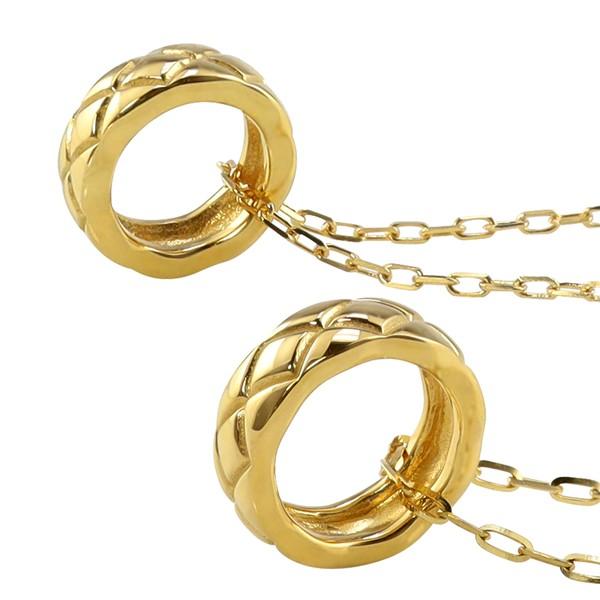 ペアネックレス 10金  K10 キルティング サークル ペンダント 2個セット ゴールド シンプル 大人 安い カップル 注文製作 プレゼント ギフト 受注 爆買の画像