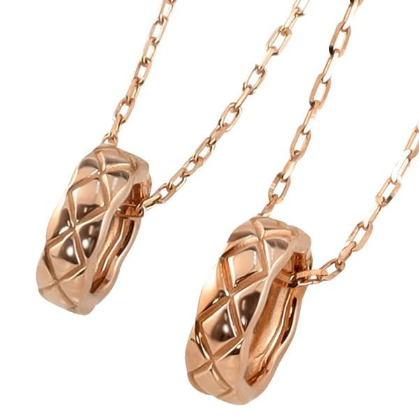 ペアネックレス 10金  K10 キルティング サークル ペンダント 2個セット ゴールド シンプル 大人 安い カップル 注文製作 プレゼント ギフト 受注 爆買の画像