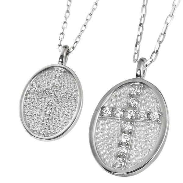 ペアネックレス 10金 クロス 十字架 ダイヤモンド 楕円 ペンダント 大人 安い カップル K10 2個セット ゴールド シンプル 注文製作 プレゼント ギフト 受注 爆買の画像