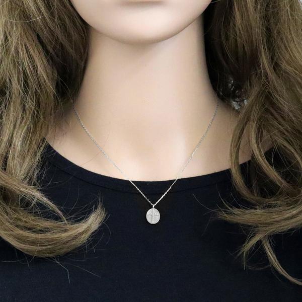 ネックレス プラチナ クロス デザイン ダイヤモンド 楕円 Pt900 Pt850 レディース ペンダント アズキチェーン 40cm ダイヤ 注文製作 プレゼント 受注 爆買の画像