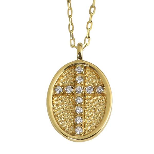 Jewelry i ネックレス レディース ゴールド クロスデザイン 天然 