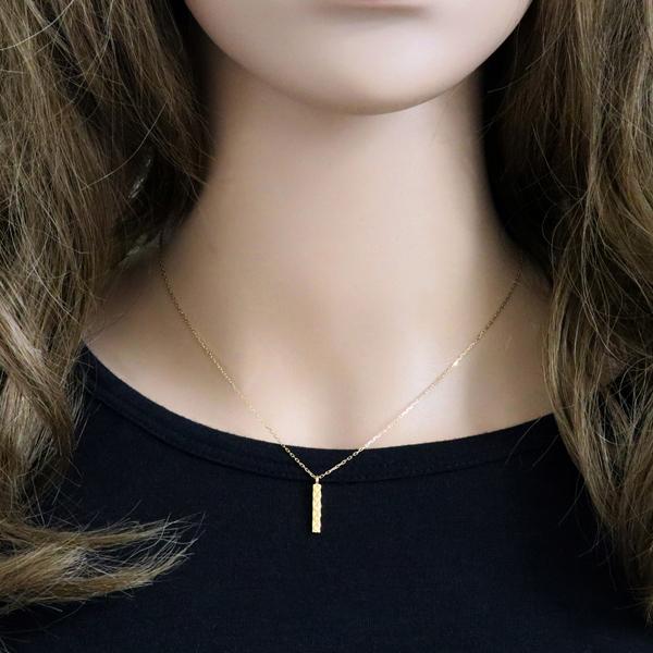 ペアネックレス 10金 キルティング プレート ダイヤモンド ブラックダイヤモンド K10 シンプル ペンダント 2個セット ゴールド  大人 安い カップル 受注 爆買の画像