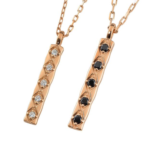 ペアネックレス 10金 キルティング プレート ダイヤモンド ブラックダイヤモンド K10 シンプル ペンダント 2個セット ゴールド  大人 安い カップル 受注 爆買の画像