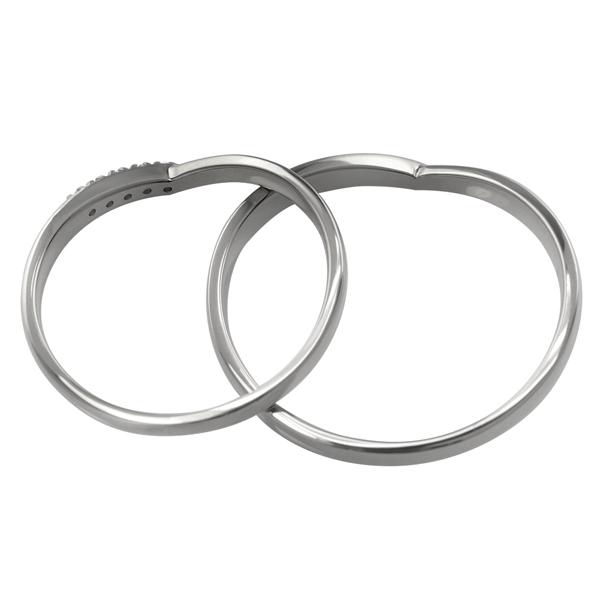 結婚指輪 プラチナ Vライン シンプル ペアリング マリッジリング ダイヤモンド プラチナ900 Pt900 カップル 注文製作 プレゼント ギフト 受注 爆買の画像