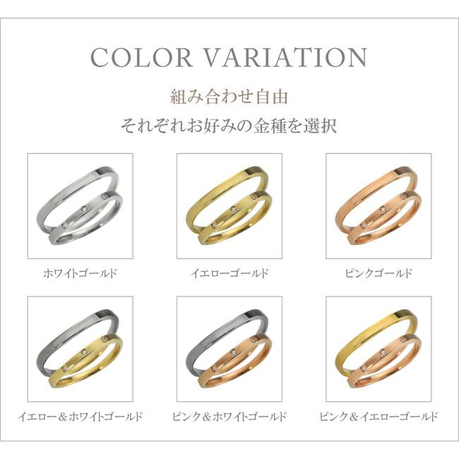 結婚指輪 スリーストーン ダイヤモンド 10金 ペアリング マリッジリング K10 カップル 注文製作 プレゼント ギフト 受注 爆買の画像