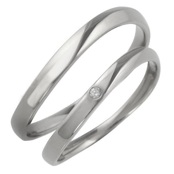 結婚指輪 ウェーブ 一粒 ダイヤモンド 10金 ペアリング マリッジリング K10 カップル 注文製作 プレゼント ギフト 受注 爆買の画像