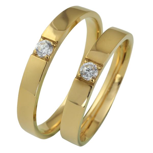 結婚指輪 K18 ゴールド 一粒石 ダイヤモンド ペアリング マリッジリング 18金 シンプル カップル 注文製作 プレゼント ギフト 受注｜jwl-i
