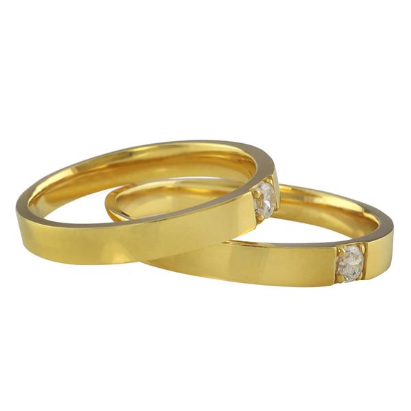 結婚指輪 K18 ゴールド 一粒石 ダイヤモンド ペアリング マリッジ 