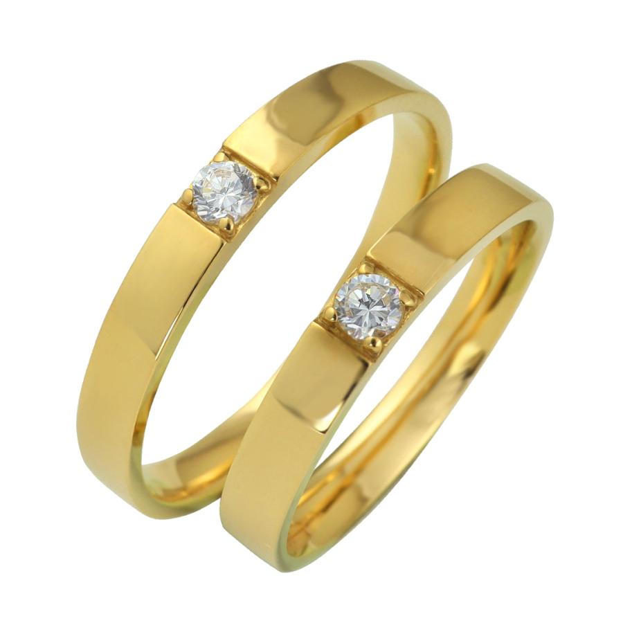 結婚指輪 一粒石 ダイヤモンド ストレート K10 ゴールド ペアリング マリッジリング 10金 シンプル カップル 注文製作 プレゼント ギフト 受注 爆買の画像