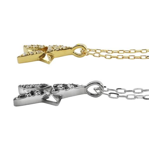 ペアネックレス 10金 スター ダイヤモンド ブラックダイヤモンド K10 ペンダント 2個セット ゴールド シンプル 大人 安い カップル 注文製作 受注 爆買_1