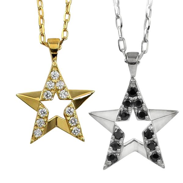 ペアネックレス 10金 スター ダイヤモンド ブラックダイヤモンド K10 ペンダント 2個セット ゴールド シンプル 大人 安い カップル 注文製作 受注 爆買_2