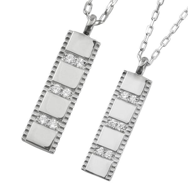 ペアネックレス 10金 プレート ダイヤモンド K10 シンプル ペンダント 2個セット ゴールド  シンプル 大人 安い カップル 注文製作 プレゼント ギフト 受注 爆買の画像