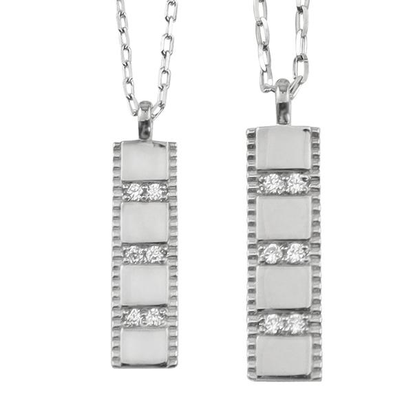 ペアネックレス 10金 プレート ダイヤモンド K10 シンプル ペンダント 2個セット ゴールド  シンプル 大人 安い カップル 注文製作 プレゼント ギフト 受注 爆買の画像