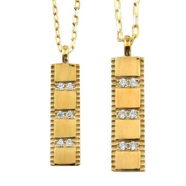 ペアネックレス 10金 プレート ダイヤモンド K10 シンプル ペンダント 2個セット ゴールド  シンプル 大人 安い カップル 注文製作 プレゼント ギフト 受注 爆買の画像