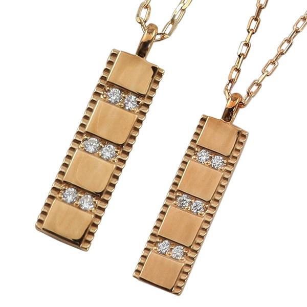 ペアネックレス 10金 プレート ダイヤモンド K10 シンプル ペンダント 2個セット ゴールド  シンプル 大人 安い カップル 注文製作 プレゼント ギフト 受注 爆買の画像