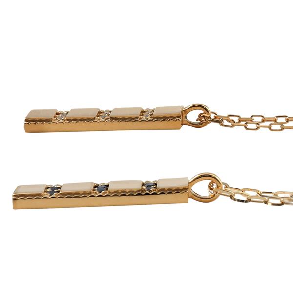 ペアネックレス 10金 プレート ダイヤモンド ブラックダイヤモンド K10 シンプル ペンダント 2個セット ゴールド  大人 カップル 注文製作 受注 爆買の画像