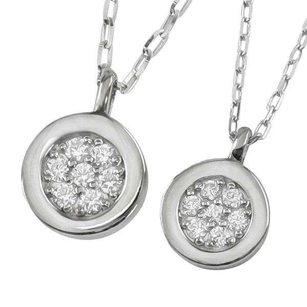 ペアネックレス 10金 サークル K10 ダイヤモンド ペンダント 2個セット ゴールド  シンプル 大人 安い カップル 注文製作 プレゼント ギフト 受注 爆買の画像