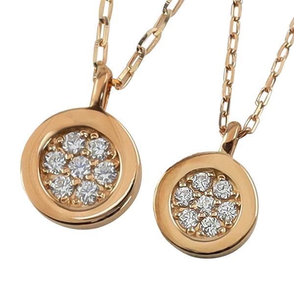 ペアネックレス 10金 サークル K10 ダイヤモンド ペンダント 2個セット ゴールド  シンプル 大人 安い カップル 注文製作 プレゼント ギフト 受注 爆買の画像