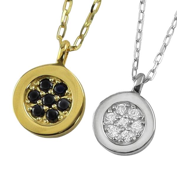 ペアネックレス 10金 サークル K10 ダイヤモンド ブラックダイヤモンド ペンダント 2個セット ゴールド  シンプル 大人 カップル 注文製作 受注 爆買の画像