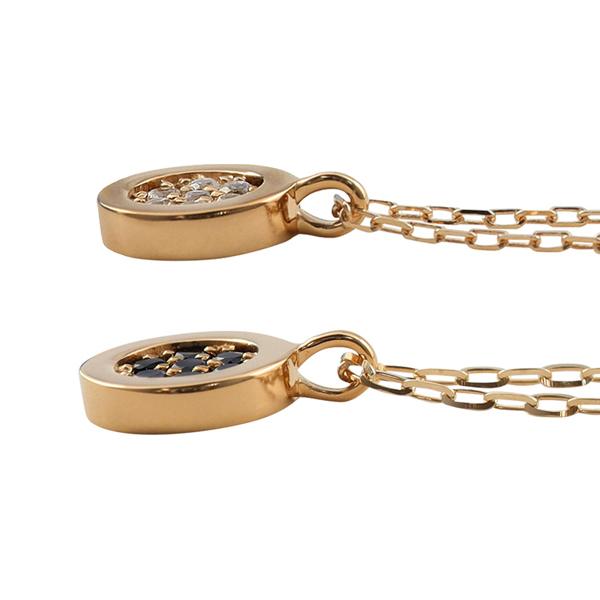 ペアネックレス 10金 サークル K10 ダイヤモンド ブラックダイヤモンド ペンダント 2個セット ゴールド  シンプル 大人 カップル 注文製作 受注 爆買の画像